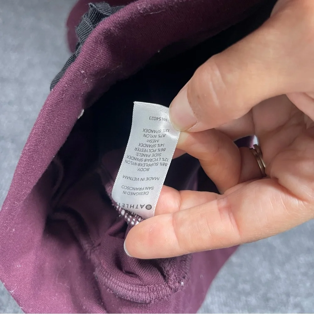 Athleta Womens Medium Burgundy Black Side Stripe Metro Track Jogger Pant Pull On - Picture 7 of 8